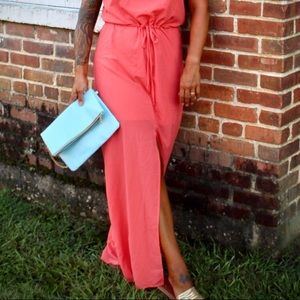 Summer Fun!! Coral floor length dress, size L. Lightweight and comfy 🙌🏼